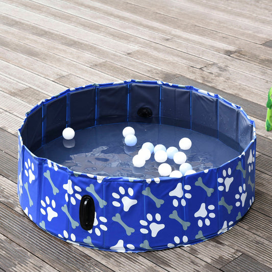 Folding Dog Pool Portable Pet Kiddie Swimming Pool, Outdoor/Indoor Puppy Bath Tub with Nonslip Bottom for Dogs &; Cats, (Φ47", Blue) - Gallery Canada