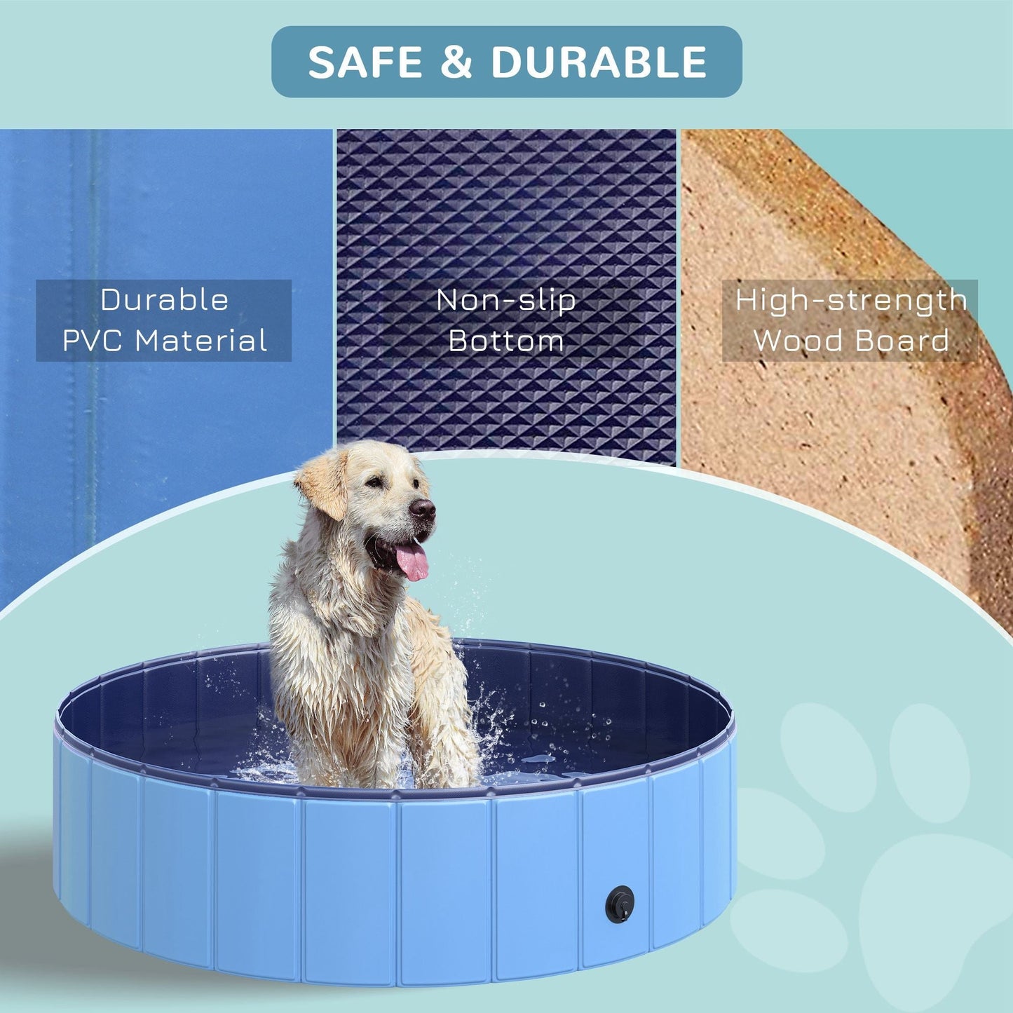 Folding Dog Pool Portable Pet Kiddie Swimming Pool, Outdoor/Indoor Puppy Bath Tub with Nonslip Bottom for Dogs &; Cats, (Φ47", Blue) at Gallery Canada