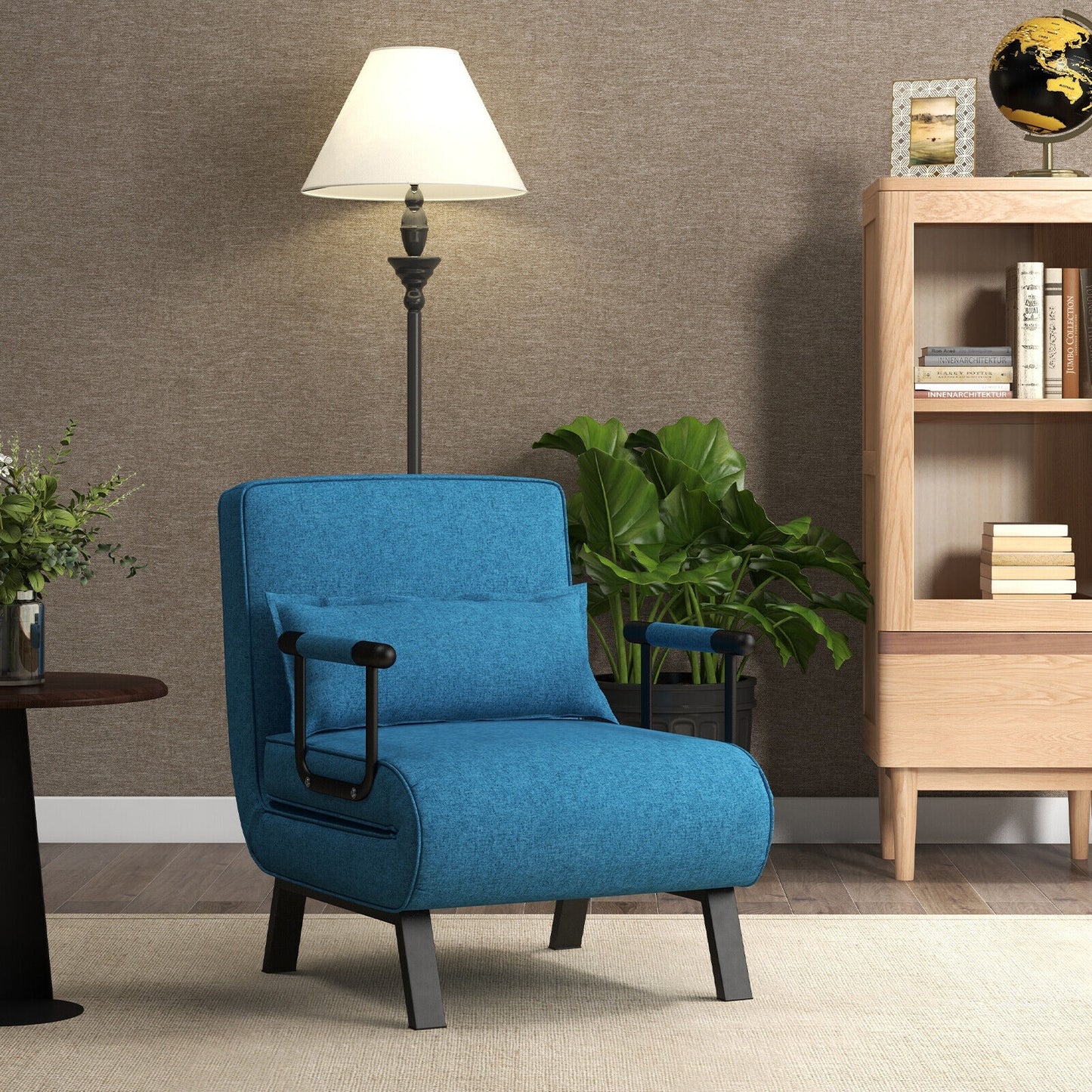 Folding 6 Position Convertible Sleeper Bed, Blue Accent Chairs at Gallery Canada