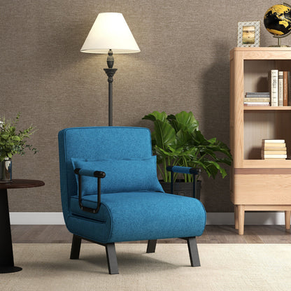 Folding 6 Position Convertible Sleeper Bed, Blue Accent Chairs at Gallery Canada