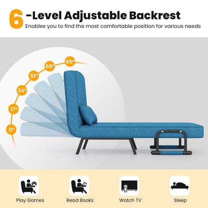 Folding 6 Position Convertible Sleeper Bed, Blue Accent Chairs at Gallery Canada