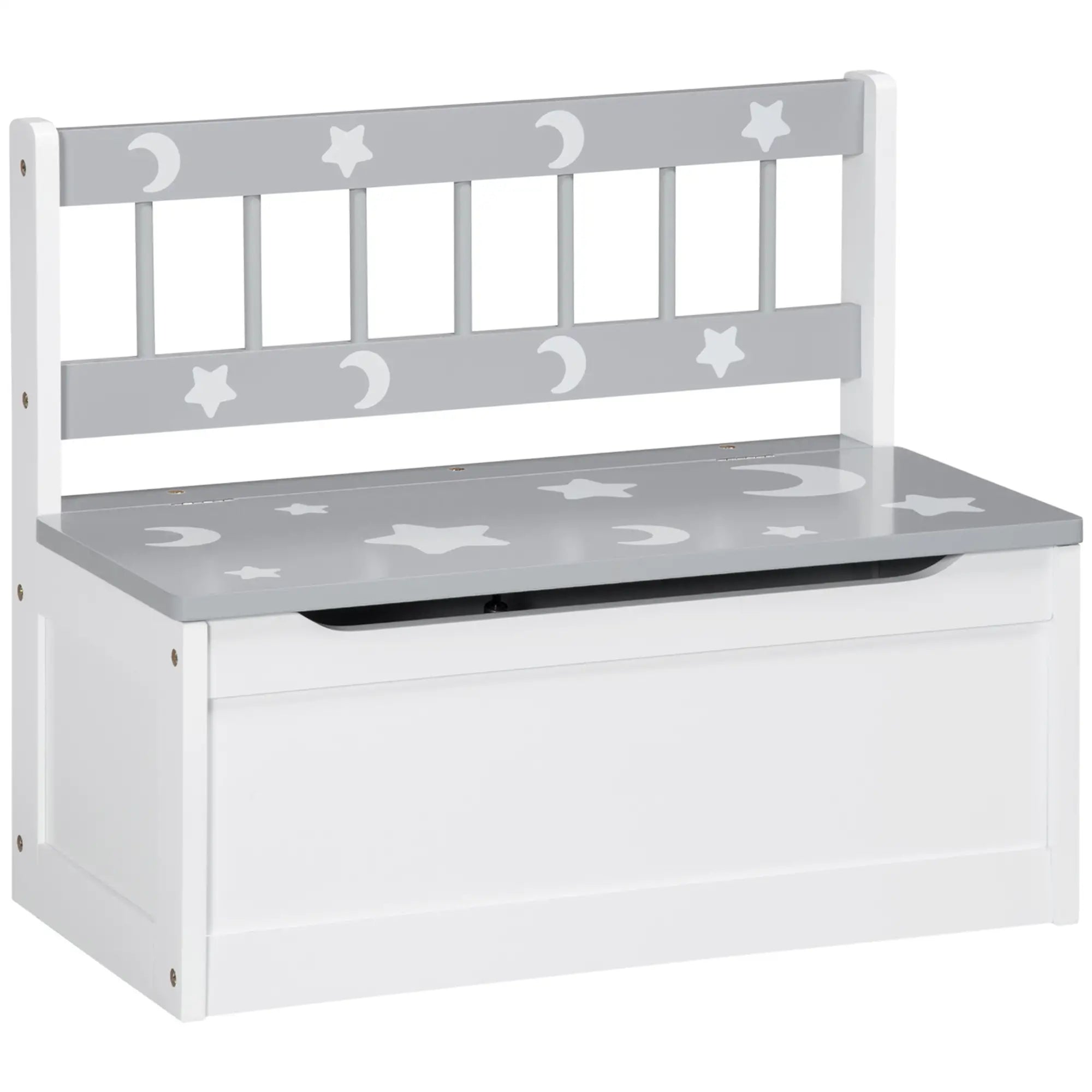 Kids Toy Storage Chest with Lid, Safety Hinge, Bench Seat, Backrest, Grey Baby & Kids Storage at Gallery Canada
