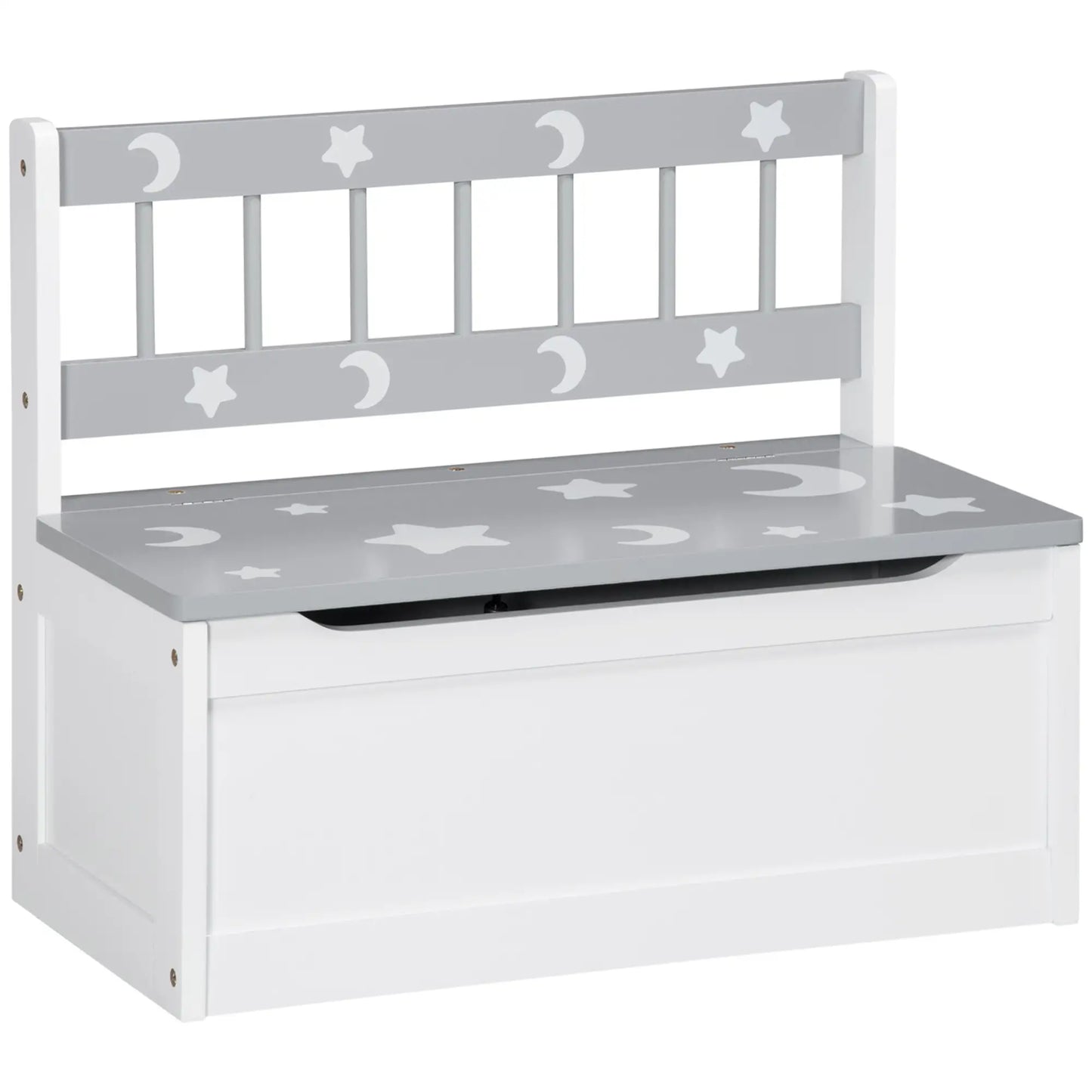 Kids Toy Storage Chest with Lid, Safety Hinge, Bench Seat, Backrest, Grey Baby & Kids Storage at Gallery Canada
