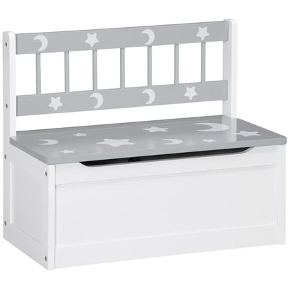 Kids Toy Storage Chest with Lid, Safety Hinge, Bench Seat, Backrest, Grey Baby & Kids Storage at Gallery Canada