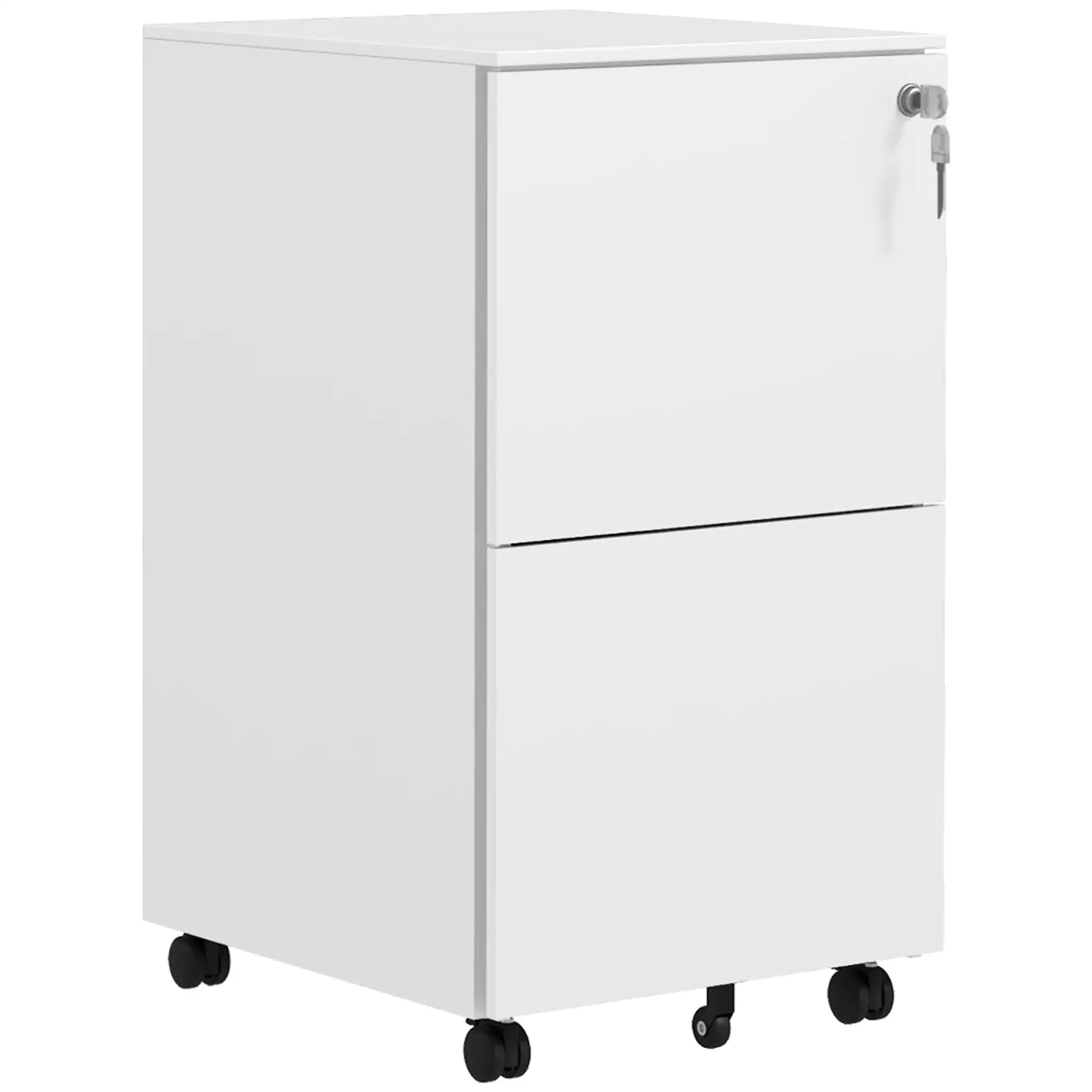 2-Drawer Steel Filing Cabinet on Wheels, Lockable, Adjustable Hanging Bar, White Office Cabinets & Cupboards at Gallery Canada