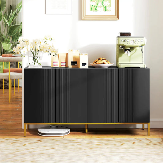 Sideboard Storage Cabinet, Adjustable Shelves, Soft Close Doors, Black Kitchen Pantry Cabinets Black, Gold at Gallery Canada