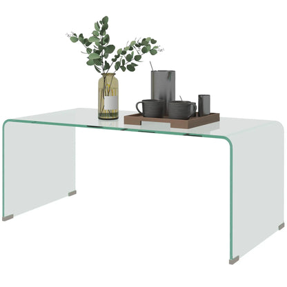 Clear Glass Coffee Table, Modern Rectangle Living Room Table, Safe Rounded Edges Coffee Tables Clear at Gallery Canada