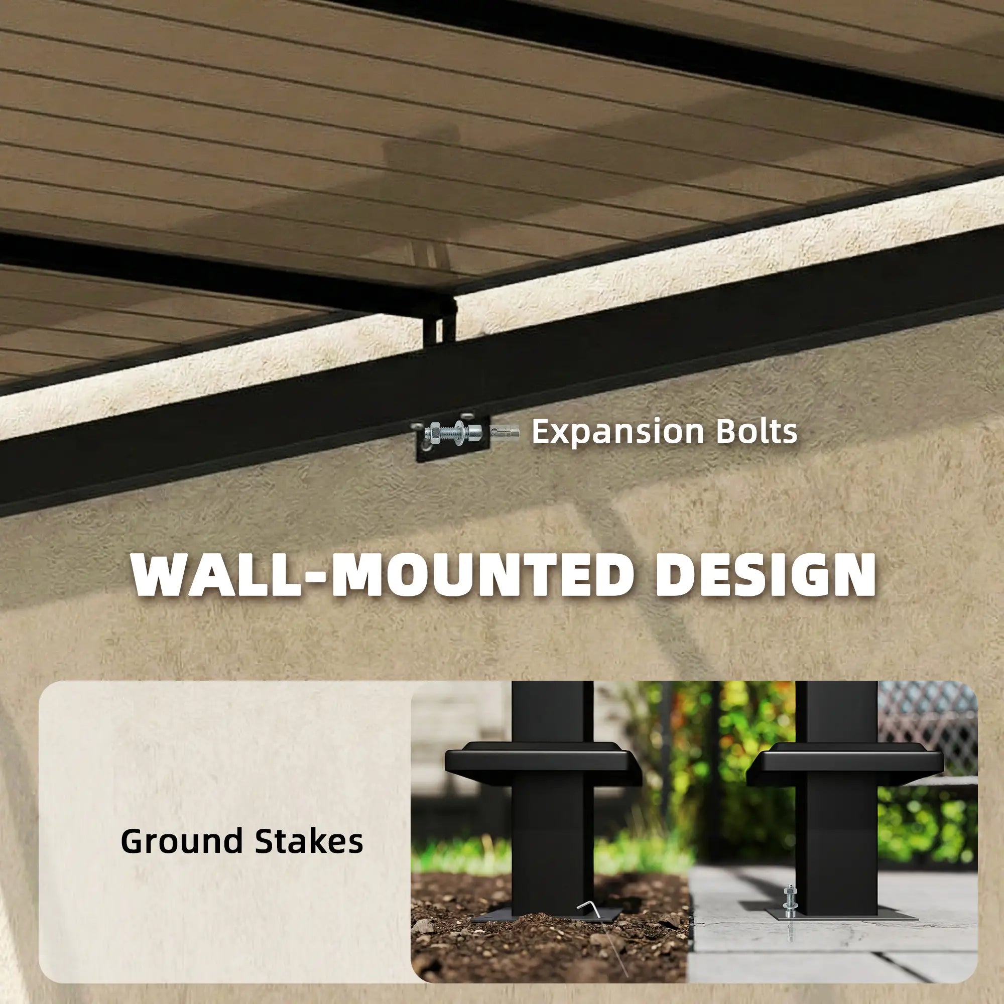 11' x 10' Outdoor Pergola, Wall Mounted Hardtop Gazebo, Polycarbonate Roof, Metal Frame Pergolas at Gallery Canada