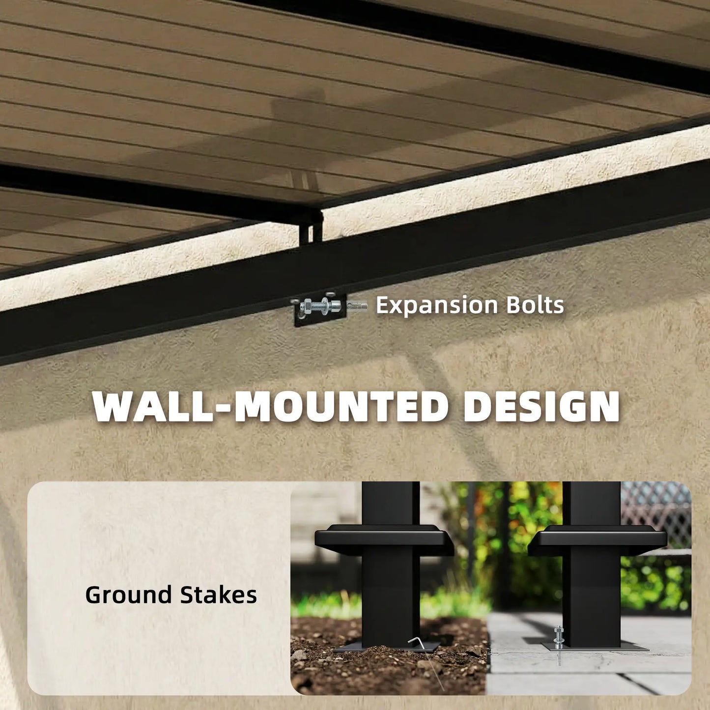 11' x 10' Outdoor Pergola, Wall Mounted Hardtop Gazebo, Polycarbonate Roof, Metal Frame Pergolas at Gallery Canada