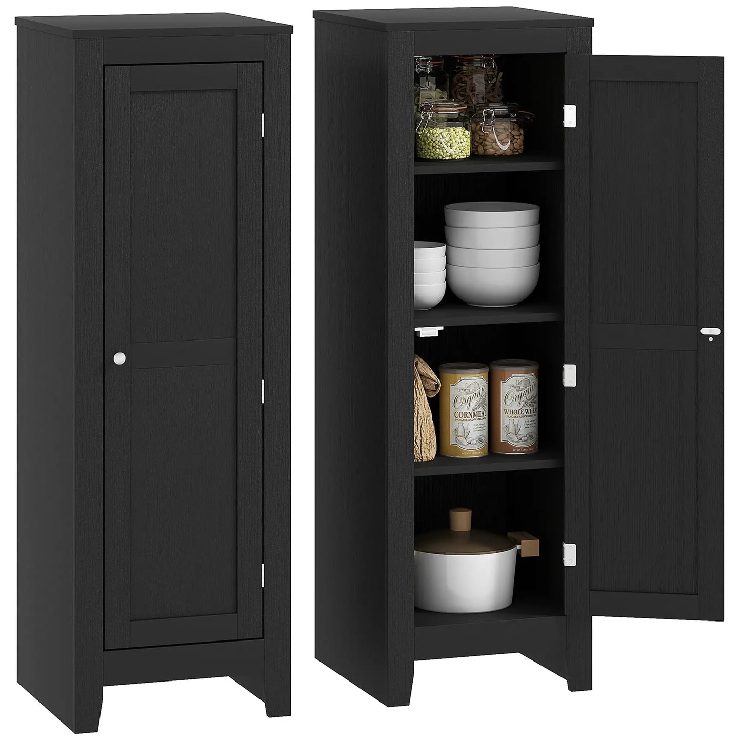 Adjustable Shelf Kitchen Pantry Storage Cabinet, Black Kitchen Pantry Cabinets at Gallery Canada