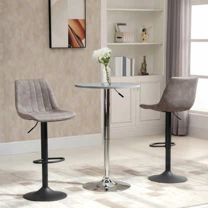 Adjustable Bar Stools Set of 2, Swivel with Back, Footrest, Grey Bar Stools at Gallery Canada