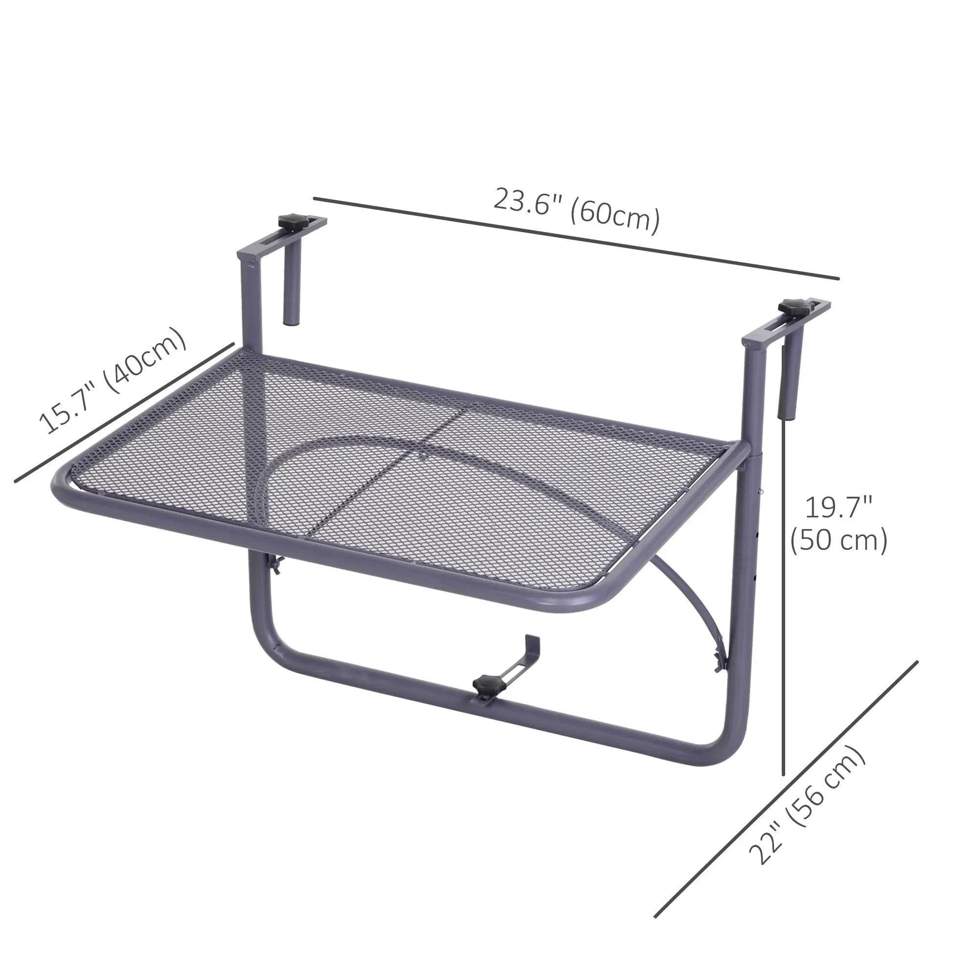 Adjustable Balcony Hanging Table, Metal Wall Desk, Outdoor Flower Stand, Grey Balcony Table Hanging at Gallery Canada