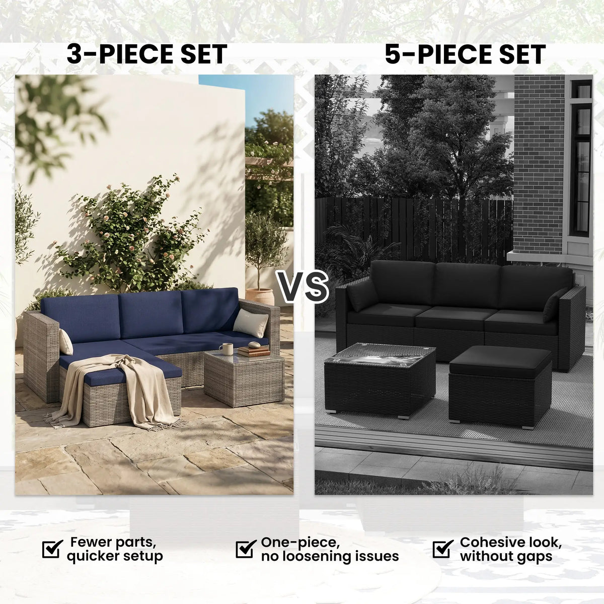 3Pc Rattan Sofa Set With Coffee Table, Cushions, Pillows Patio Furniture Sets at Gallery Canada