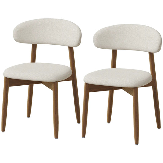 Faux Linen Dining Chairs Set of 2 Cream White Rubberwood Legs, Cream White Dining Chairs Multi Colour at Gallery Canada