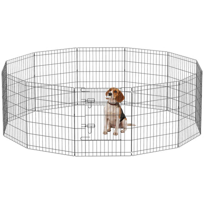 24 Inch Foldable Metal Pet Playpen, Dog Puppy Kennel Cage, 12 Panel Dog PlayPens at Gallery Canada