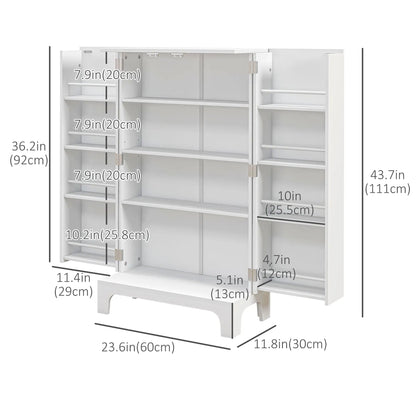 44" Storage Cabinet, 2-Door Kitchen Pantry, 4-Tier Shelving, 8 Spice Racks