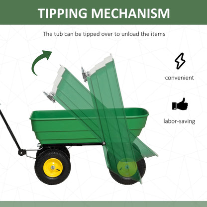 Heavy Duty Garden Dump Cart, 440lbs, Steel Frame, 12" Pneumatic Tires, Green Folding Garden Carts at Gallery Canada