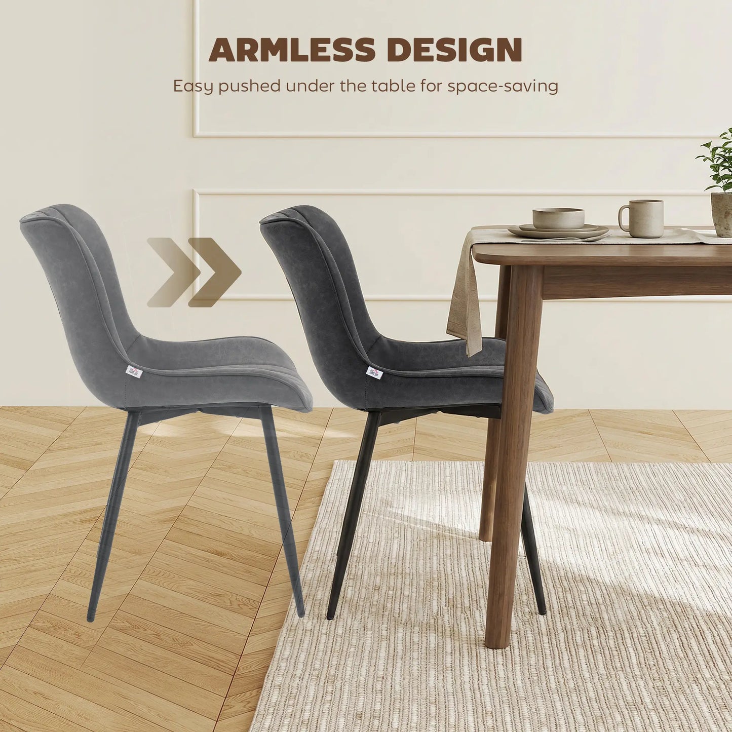 PU Leather Dining Chairs Set of 4, Steel Legs, Black Dining Chairs at Gallery Canada