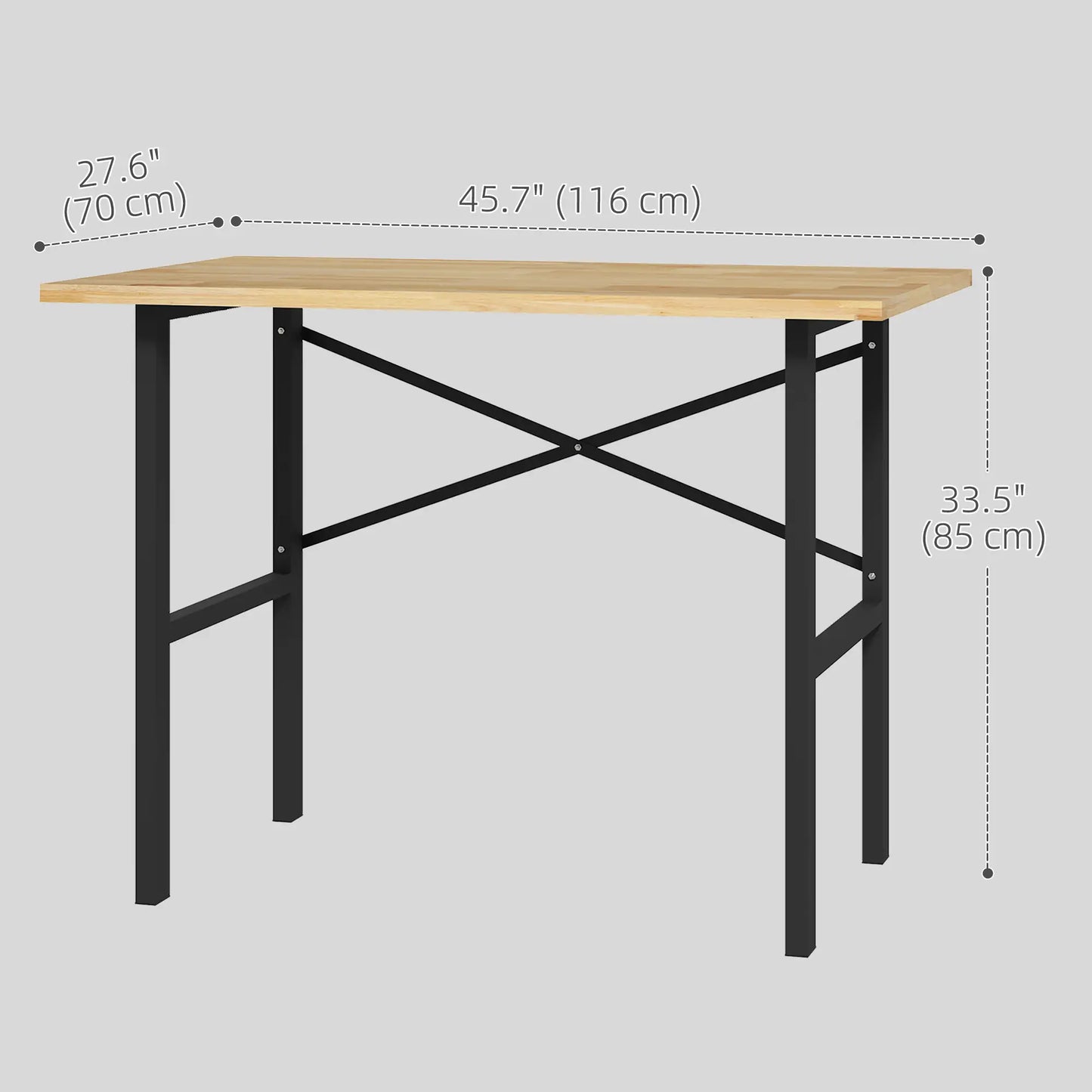 46" Workbench Table, Oak Wood Top, Heavy-Duty Steel, Natural Wood Potting Benches & Tables at Gallery Canada