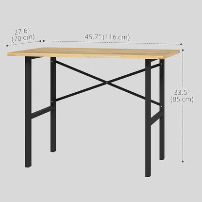 46" Workbench Table, Oak Wood Top, Heavy-Duty Steel, Natural Wood Potting Benches & Tables at Gallery Canada