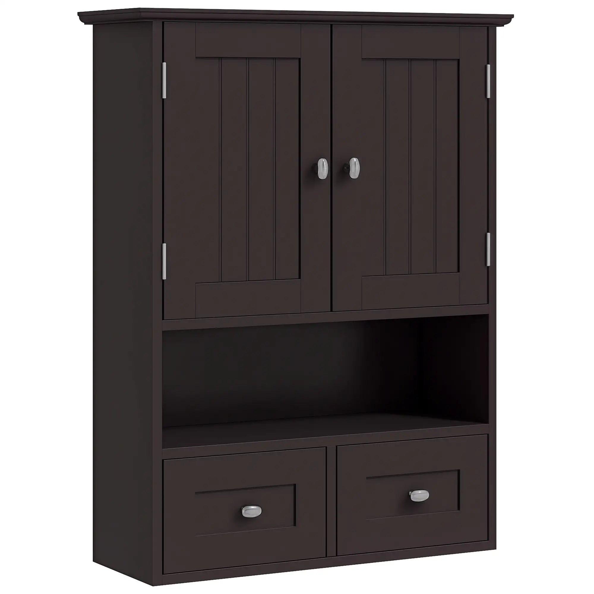 Medicine Cabinet, Bathroom Wall Cabinet with Shelf, Drawers, Brown Wall Mounted Cabinets at Gallery Canada