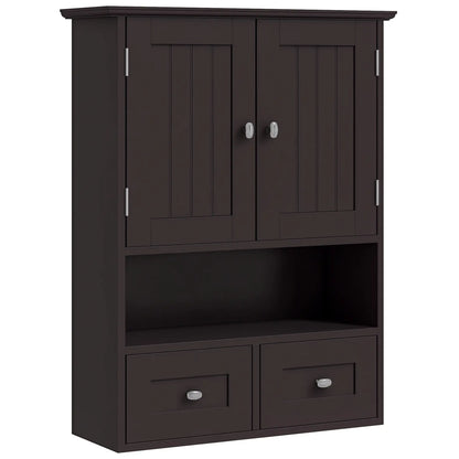 Medicine Cabinet, Bathroom Wall Cabinet with Shelf, Drawers, Brown Wall Mounted Cabinets at Gallery Canada