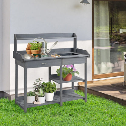 Potting Bench With Sink, Storage Shelves & Hooks, Garden Workstation Potting Benches & Tables at Gallery Canada