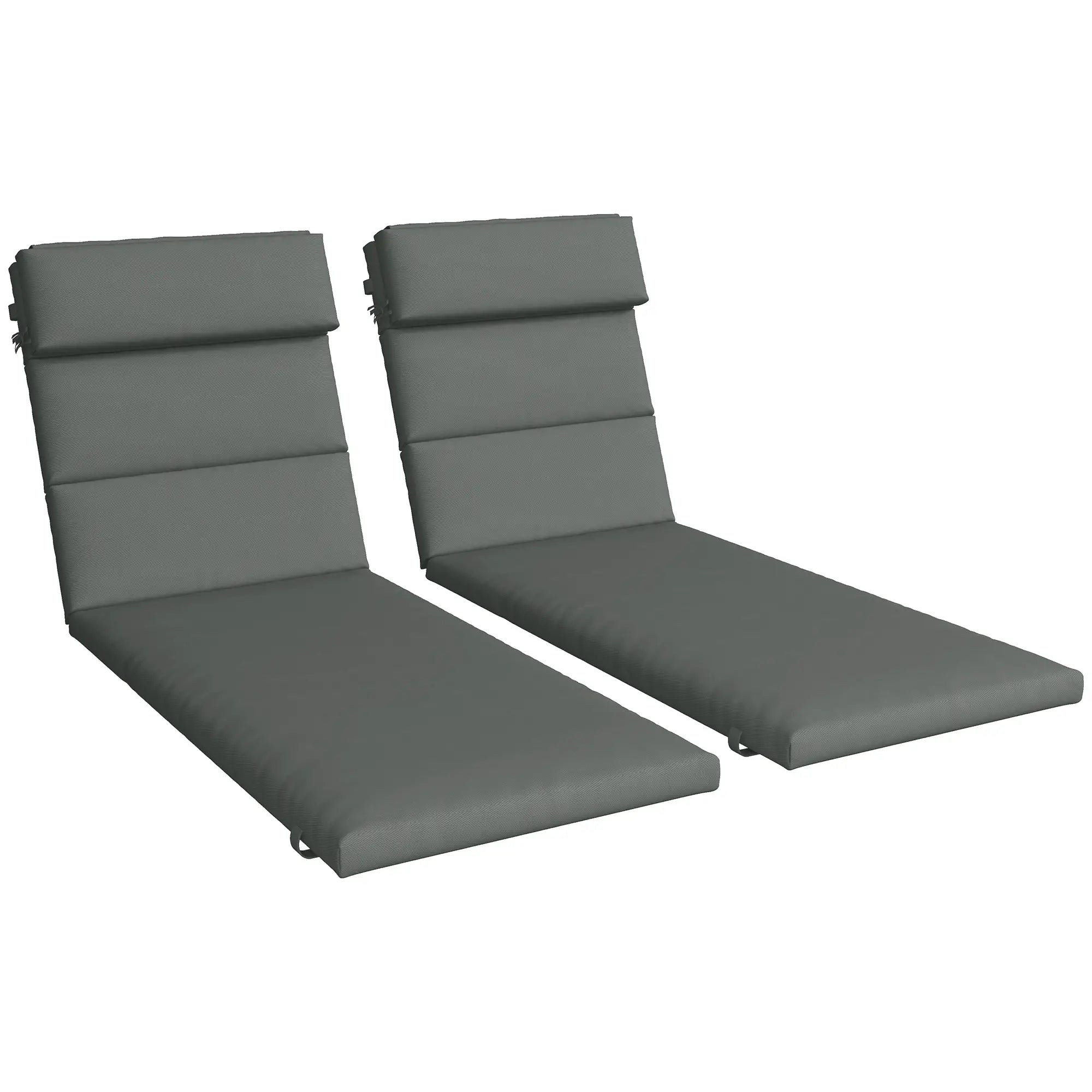 Patio Chaise Lounge Cushions, Headrest, Ties, Set of 2, Grey Patio Chair Cushions at Gallery Canada