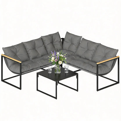 4 Piece Patio Furniture Set With Thick Cushions, Coffee Table, Grey Patio Furniture Sets at Gallery Canada