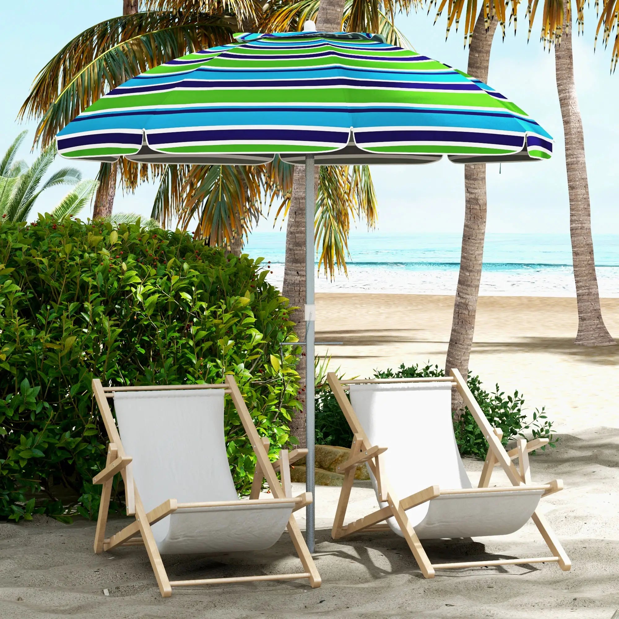 6ft Adjustable Beach Umbrella, Sand Anchor, Tilt Bag, 40+ UV, Multicolour Beach Umbrellas at Gallery Canada