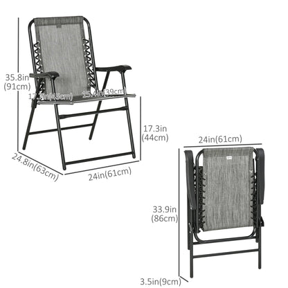2-Piece Outdoor Folding Chair Set, Portable Camping Chairs with Armrests, Grey Patio Chairs at Gallery Canada