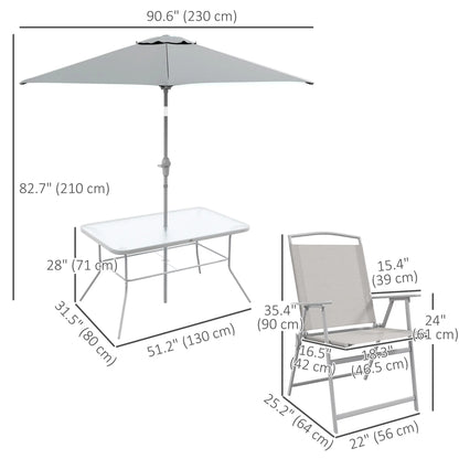 8 Piece Patio Dining Set, 6 Folding Chairs, Rectangle Table, Grey Outdoor Dining Sets at Gallery Canada
