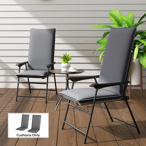 Outdoor Chair Cushions, Set of 2, High Back, UPF50+, Dark Grey