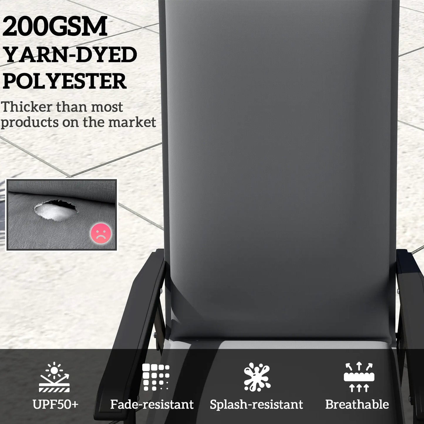 Outdoor Chair Cushions, Set of 2, High Back, UPF50+, Dark Grey Patio Chair Cushions at Gallery Canada