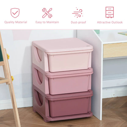 3 Tier Kids Toy Organizer, 3 Plastic Drawers, Pink Baby & Kids Storage at Gallery Canada