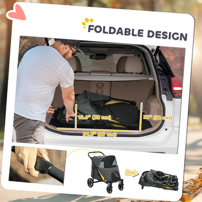 Foldable Pet Stroller, Universal Wheels, Shock Absorber, Large & Medium Dogs, Dark Grey Dog Bike Trailers & Strollers at Gallery Canada
