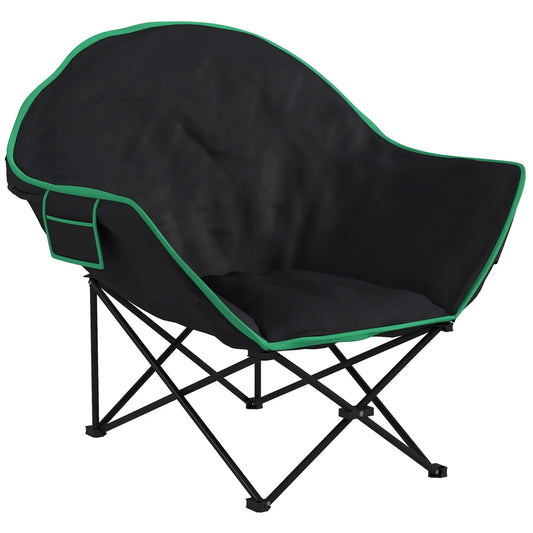 Foldable Camping Chair, Padded Moon Saucer with Carry Bag, Outdoor Beach Picnic Picnic Tables & Camping Chairs Green and Black at Gallery Canada