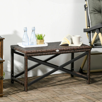 Patio Wicker End Table, Outdoor PE Rattan Side Table, Mixed Brown, Brown Patio Side Tables at Gallery Canada