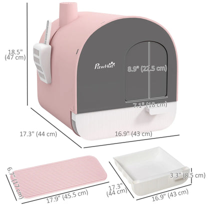Cat Litter Box with Lid, Removable Tray, Scoop, Filter, Pink Cat Litter Box Enclosures at Gallery Canada