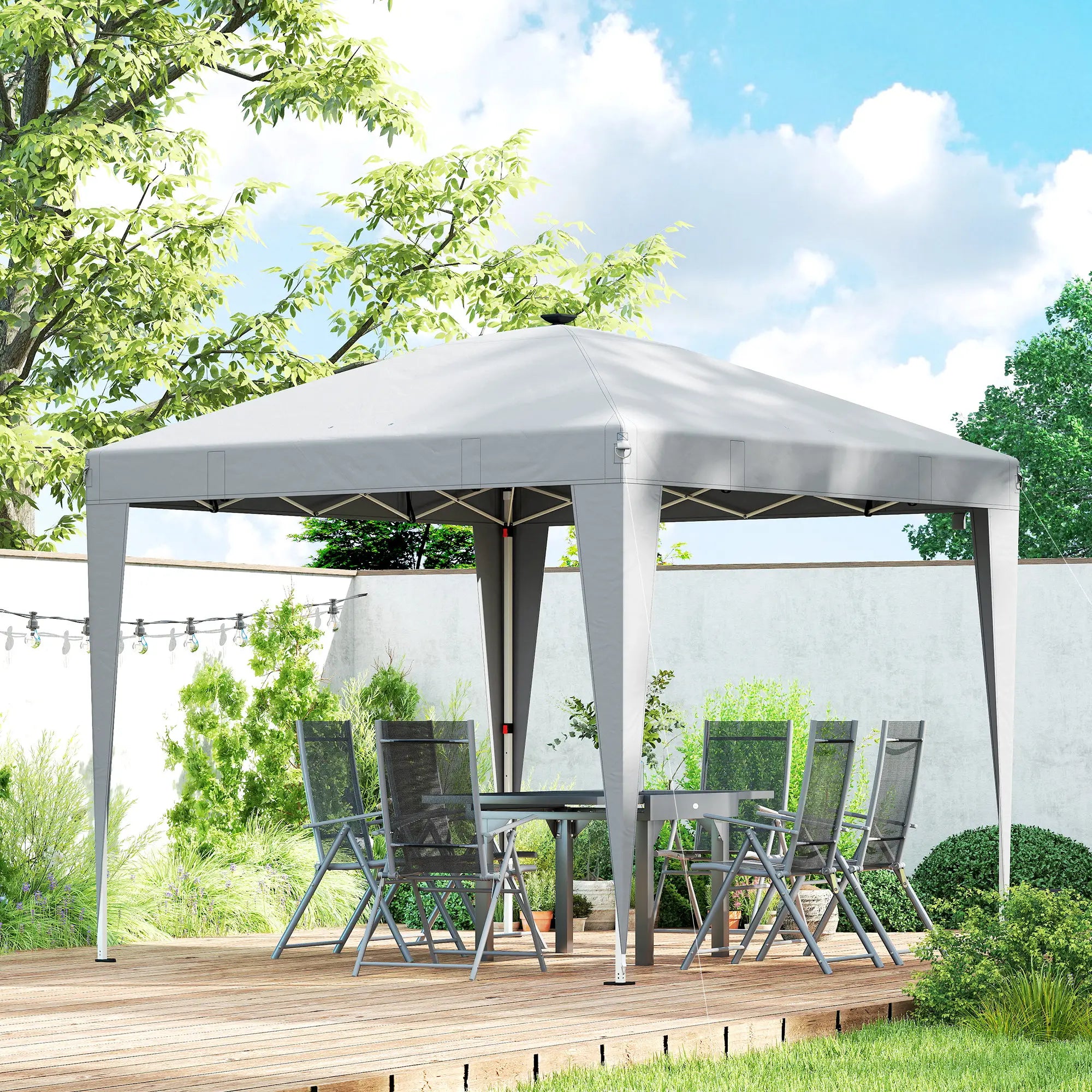 10 x 10 ft Pop Up Canopy Tent, Remote Control, UPF 50+, Light Grey Pop Up Canopies at Gallery Canada