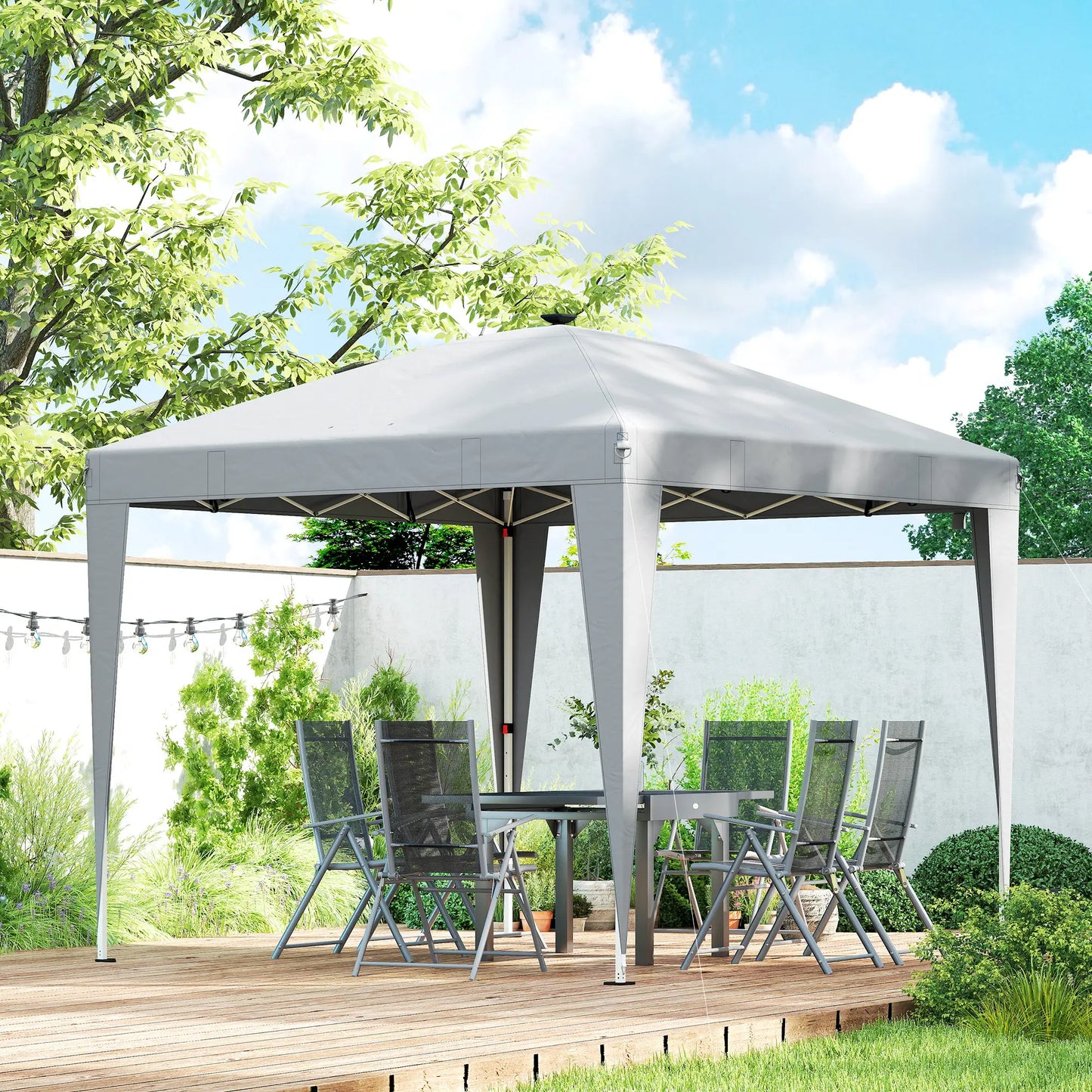 10 x 10 ft Pop Up Canopy Tent, Remote Control, UPF 50+, Light Grey Pop Up Canopies at Gallery Canada