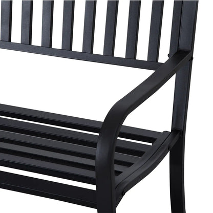 50" Steel Garden Bench, Patio Metal Chair, Outdoor Seat, Black Outdoor Benches at Gallery Canada