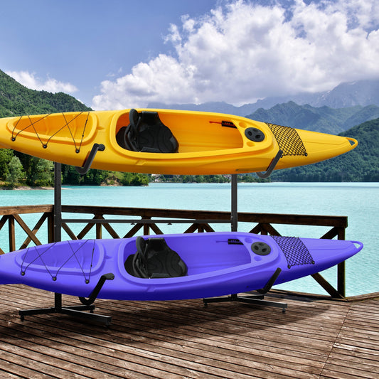 Freestanding Kayak Storage Rack with Adjustable Length, Heavy Duty Dual Kayak, SUP, Canoe, Paddleboard Rack for Indoor, Outdoor, Garage, Dock - Gallery Canada