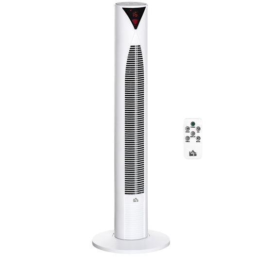 Freestanding Tower Fan Cooling for Home Bedroom with 3 Speed, 12h Timer, Oscillating, LED Sensor Panel, Remote Controller, White - Gallery Canada