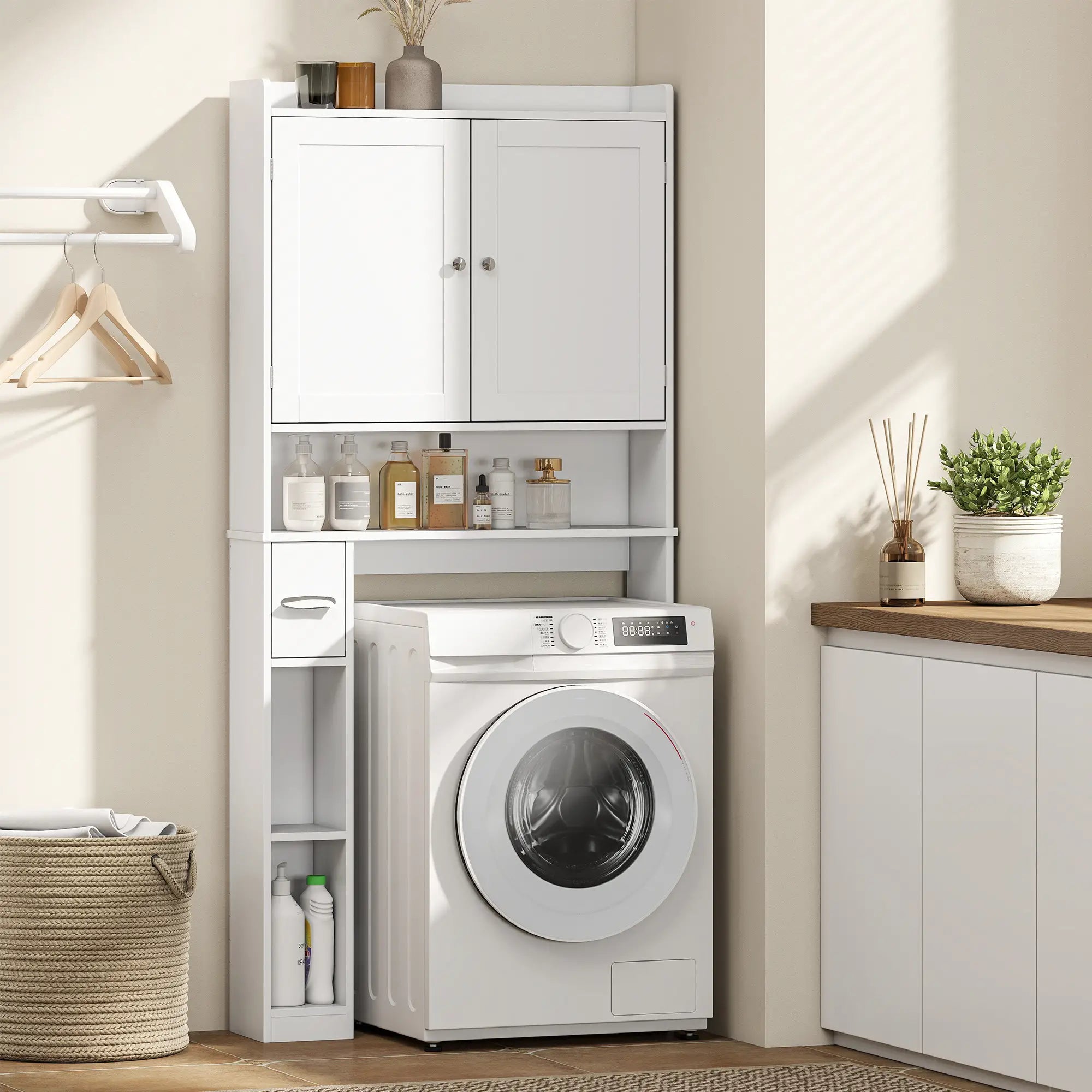 Over Toilet Storage Cabinet, 2 Doors, Toilet Paper Holder, White Bathroom Cabinets at Gallery Canada