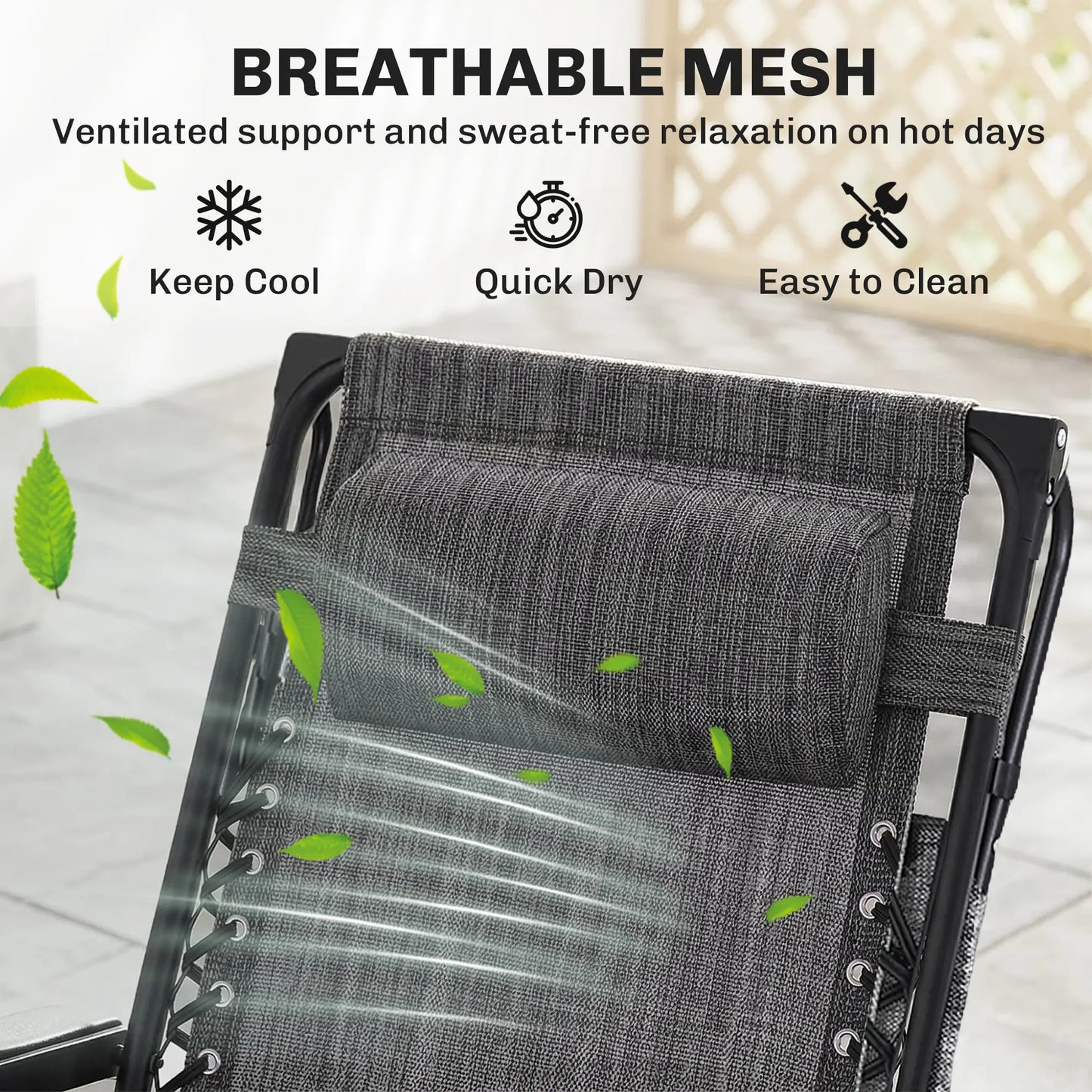 2 Piece Foldable Lounge Chair with Canopy, Outdoor Zero Gravity Chair, Dark Grey Lounger Chairs at Gallery Canada
