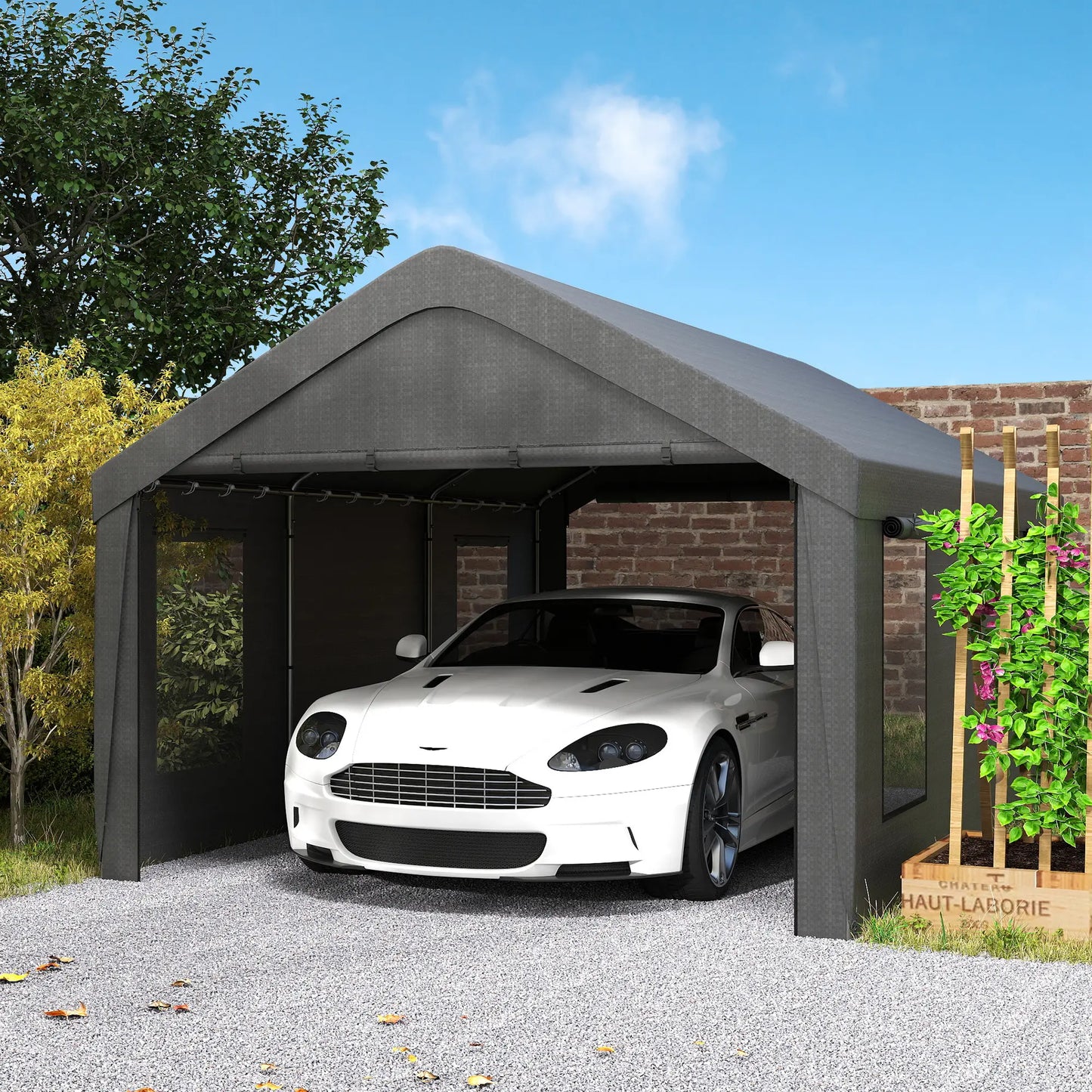 12 x 20ft Carport, 2 Roll-Up Doors, 4 Windows, Dark Grey Car Shelters at Gallery Canada