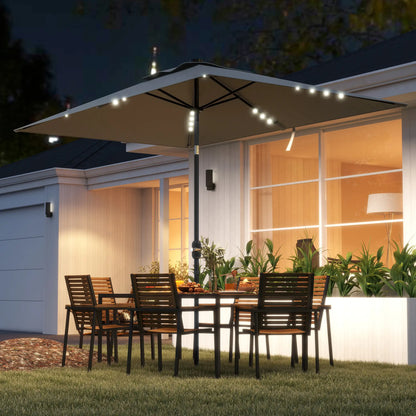Patio Umbrella with 22 LED Solar Lights, Tilt, Light Grey Sun Umbrellas at Gallery Canada