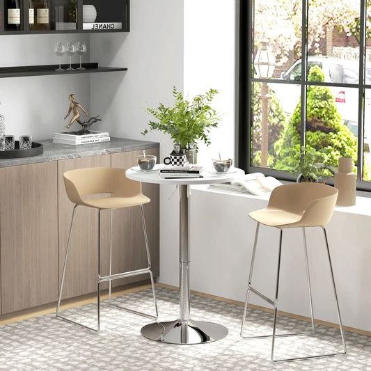 Adjustable Round High Top Bar Table, Swivel Top, Steel Base, White Bar Tables & Dining Tables White at Gallery Canada