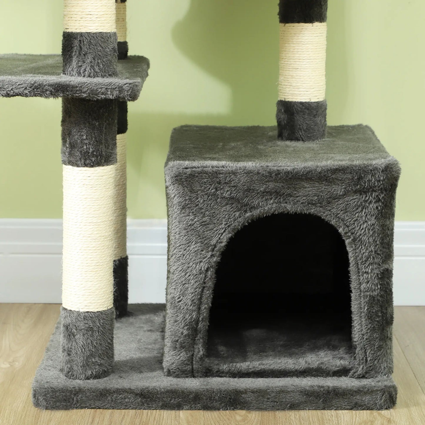 52.5" Cat Tree Tower, Scratching Posts, Condos, Bed, Dark Grey Cat Trees at Gallery Canada